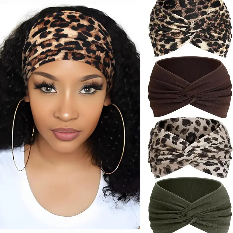 CUBIDUPI Women’s Boho Tie-Dye Stretchy Wide Hair Bow Headbands Set, Adult Sports & Wedding Fashion Hair Accessory for Workout & Makeup Styling