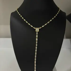 Cleo Jewelry Necklace Stainless Steel 18k Gold Plating with Zircon Gems Elegant and Durable