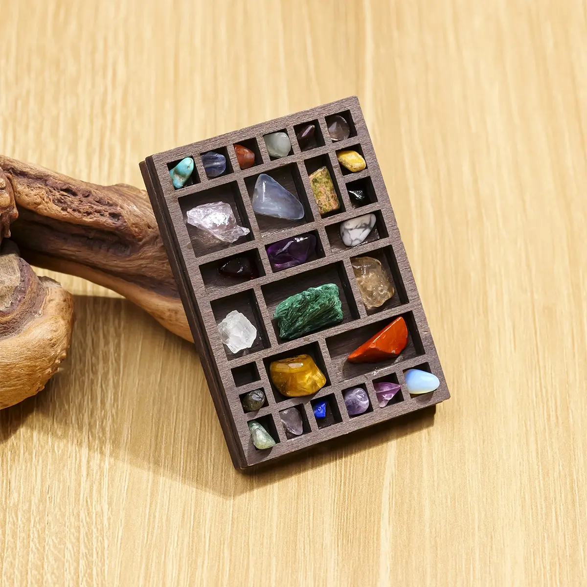 Natural Crystal Rough Raw Stone Mini Specimen Photo Frame, Home Office Decor Collection, Unique Gift Idea for Christmas, Crystal Decorative Stones