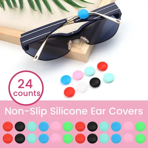 24 Counts Silica gel Eyeglasses Retainer，random color Bean-Shaped Ear Grips – Soft Silicone, No-Slip Design for Glasses & Sunglasses