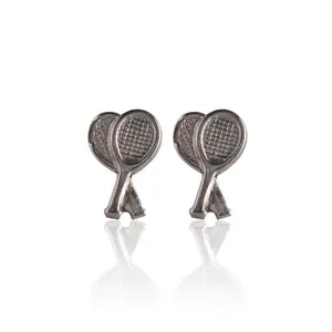Silver Tennis Racket Stud Earrings