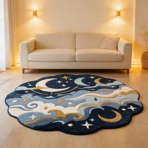 North European Luxury Irregular Starry Sky Living Room Carpet, Soft Plush Abstract Area Rugs for Home Decor, Bedroom Bedside Mat, 4m²