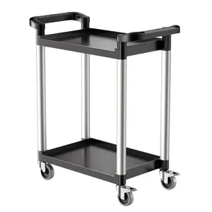 Heavy Duty Utility Cart With Wheels For Industrial Use, 300 Lb Capacity, 2-Tier Service Cart On Steel Frame, Mobile Storage Cart For Garage, Workshop, Kitchen, Office, And Commercial Use