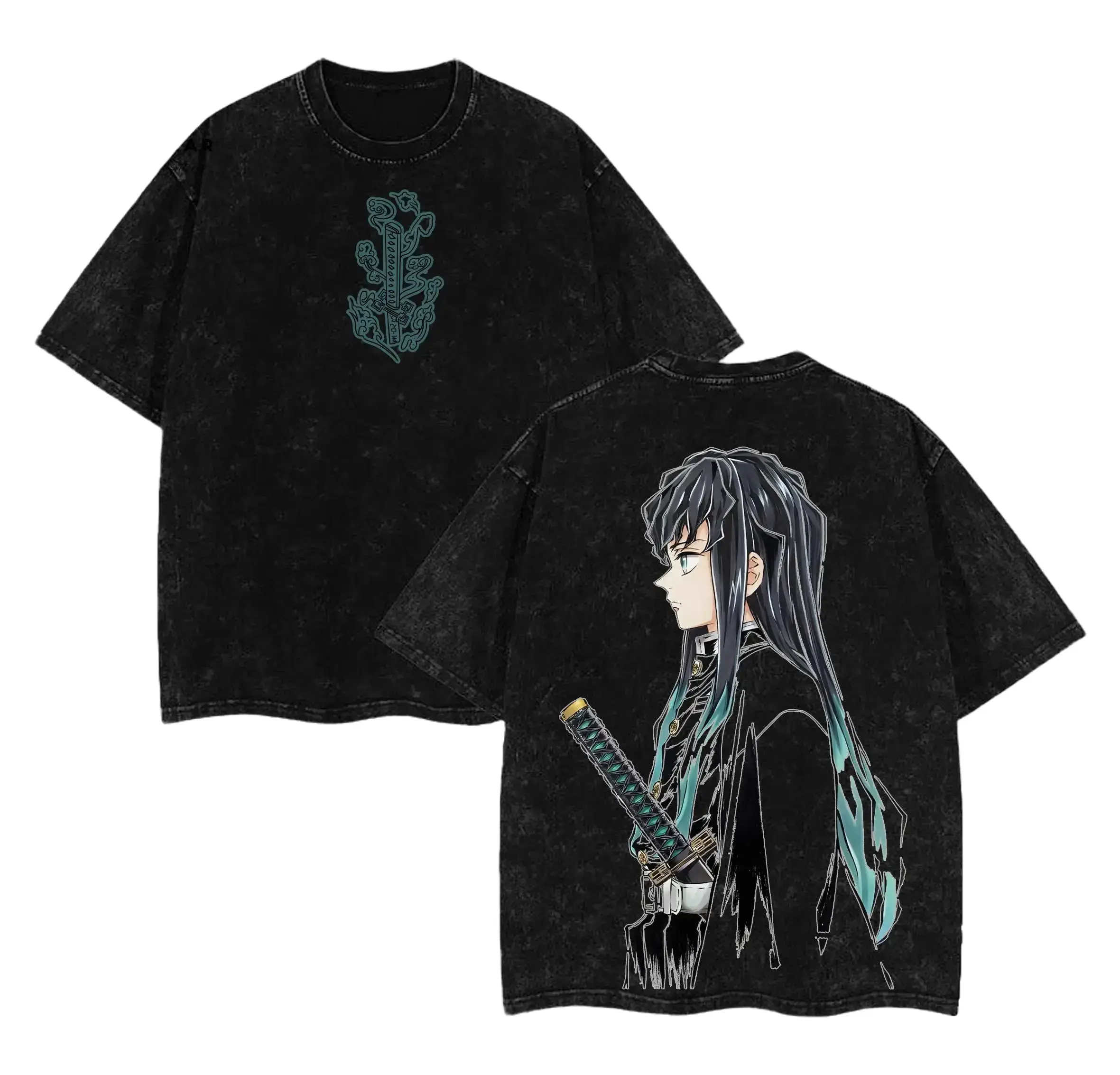 Tokito Muichiro Shirt - Demon Slayer Infinity Castle Arc Anime Graphic Tee Oversized Acid Washed Soft Cotton T-Shirt Anime Streetwear Casual Menswear Womenswear Gift for Anime Fans Demon Slayer Lovers