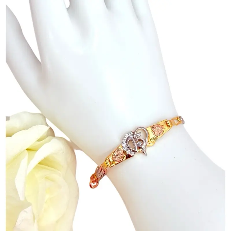 15 Years White Cubic Zirconia Bracelet 18k Tricolor Gold Plated 7 Inch Elegant Gift for Women Dazzling White Color Luxurious Finish Perfect for Any Occasion