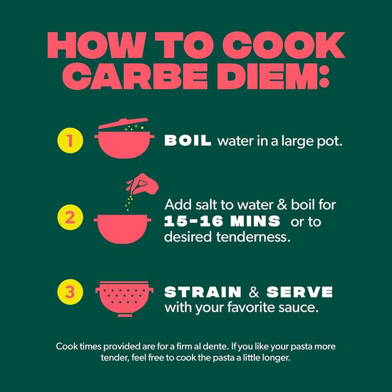 Carbe Diem!, Fettuccine, Lower Net Carb Pasta with Traditional Flavor & Texture, 8 grams of Protein, 55% Fewer Net Carbs & Only 110 Calories Per Serving, Pack of 3