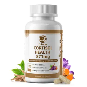 Lukaree 10-in-1 Cortisol Supplements with Magnesium, Ashwagandha, Chamomile, L-Theanine, Phosphatidylserine, St. John's Wort, Rhodiola, Vitamin C & D3, for Women Men, 120 Vegan Capsules, Non-GMO