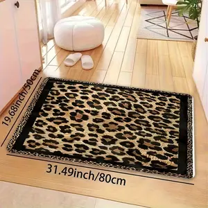 Vintage Leopard Print Long Carpet for Living Room, Fashionable Simple Mat, Entrance Hall Rug, Outdoor Home Decor, 4 Sizes Available