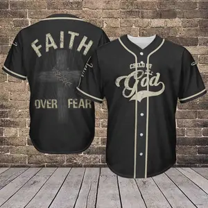 Baseball Tee Jesus - Faith Over Fear Baseball JerseyBaseball Jersey Shirt