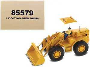 CAT Caterpillar 966A Wheel Loader Yellow with Operator "Vintage Series" 1/50 Diecast Model by Diecast Masters