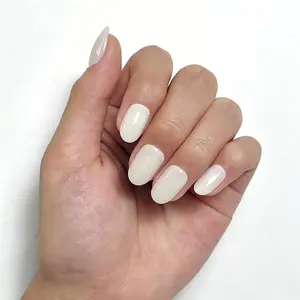 Milk Mochi Soft Gel Nail Kit - 32 Press-On Nails in 16 Sizes for Instant Salon-Quality Manicure - Creamy Milky White Shade for Modern Look - Beginner Friendly Application