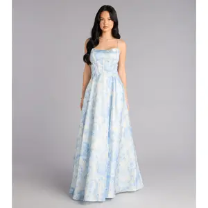 Jackie Floral Satin A-Line Ball Gown