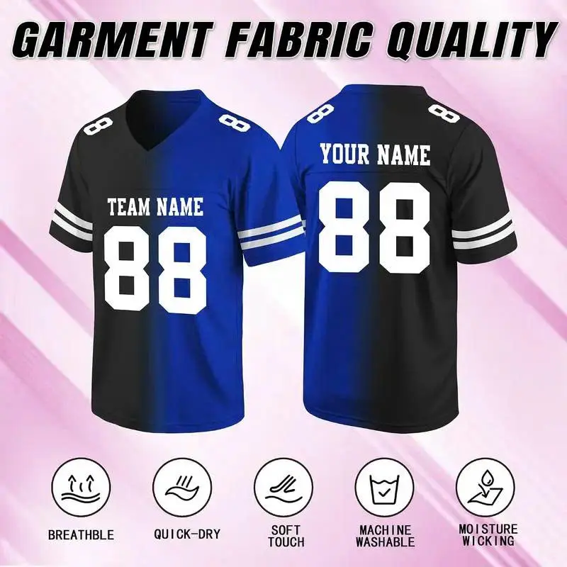Men’s Custom Football Jersey – Mesh Sports Shirt with Personalized Name, Number & Team Logo, Stitched & Printed Design