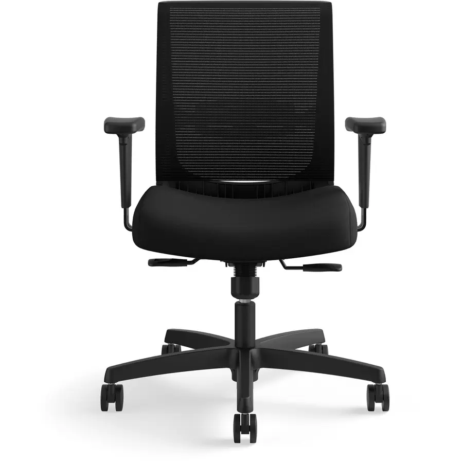 212 MAIN HON Convergence Synchro Tilt Ergonomic Office Chair - Black Modern Low-Back Fabric Seat, Height-Adjusted Home Office Camping Furniture