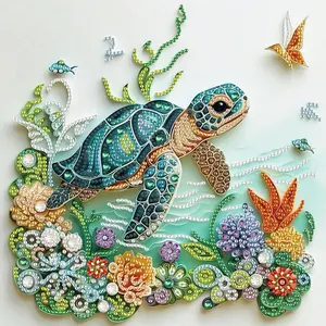 Turtle Pattern DIY Diamond Art Painting Kit without Frame, 5D Special Shape Crystal Diamond Partial Diamond Art Painting Mosaic Handicraft, Diamond Painting Kits