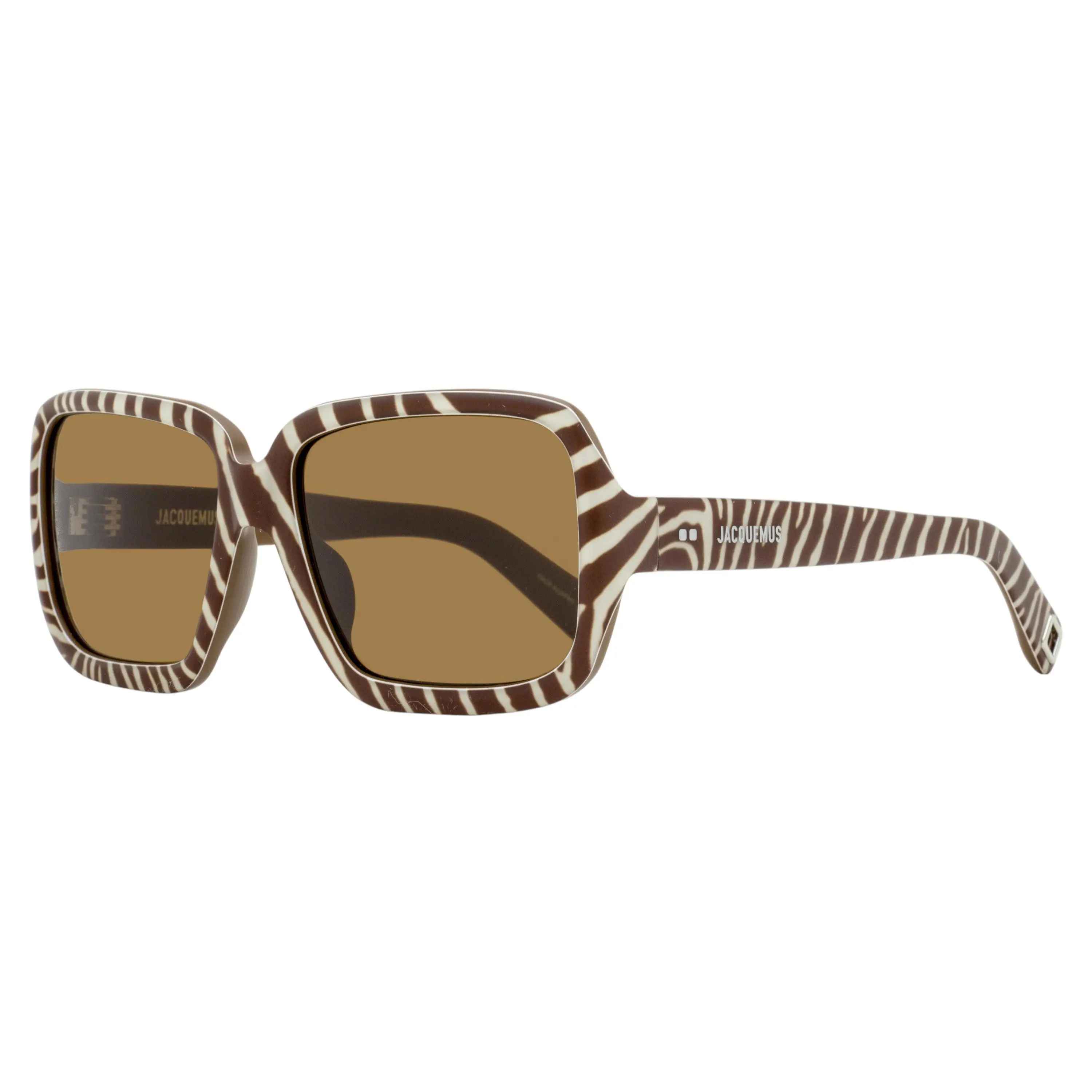 Jacquemus Women's Cabana Oversized Square Sunglasses, Brown Zebra Pattern Acetate Frame with Designer Logo | 100% UV Protection, Stylish Accessories, Female, Brown Designer Pattern Women's Sunglasses, Cabana Women's Sunglasses