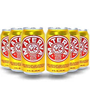 Materva Soda 6 Pack 12 Oz Cans - Original Packaging with No Added Flavorings or Additives Beverage Traditional