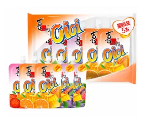 Geely Xizhilang CiCi Fruit Jelly Mixed Flavor Pack, 150g x 5 Bags, Grape (2), Orange (2), Lychee (1), Ready-to-Eat Fruit Jelly Snack Dessert Sweet Jello