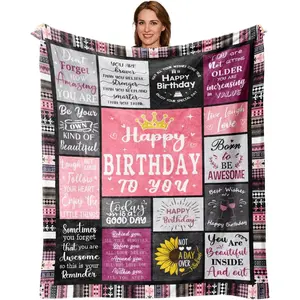 Flannel Blanket |Happy Birthday Flannel Throw Blanket, Birthday Gifts For Women Girls, Unique Birthday Gift Ideas For Her Friend Mom Sister Grandma Wife, Perfect Happy Birthday Decorations| Home & Gift