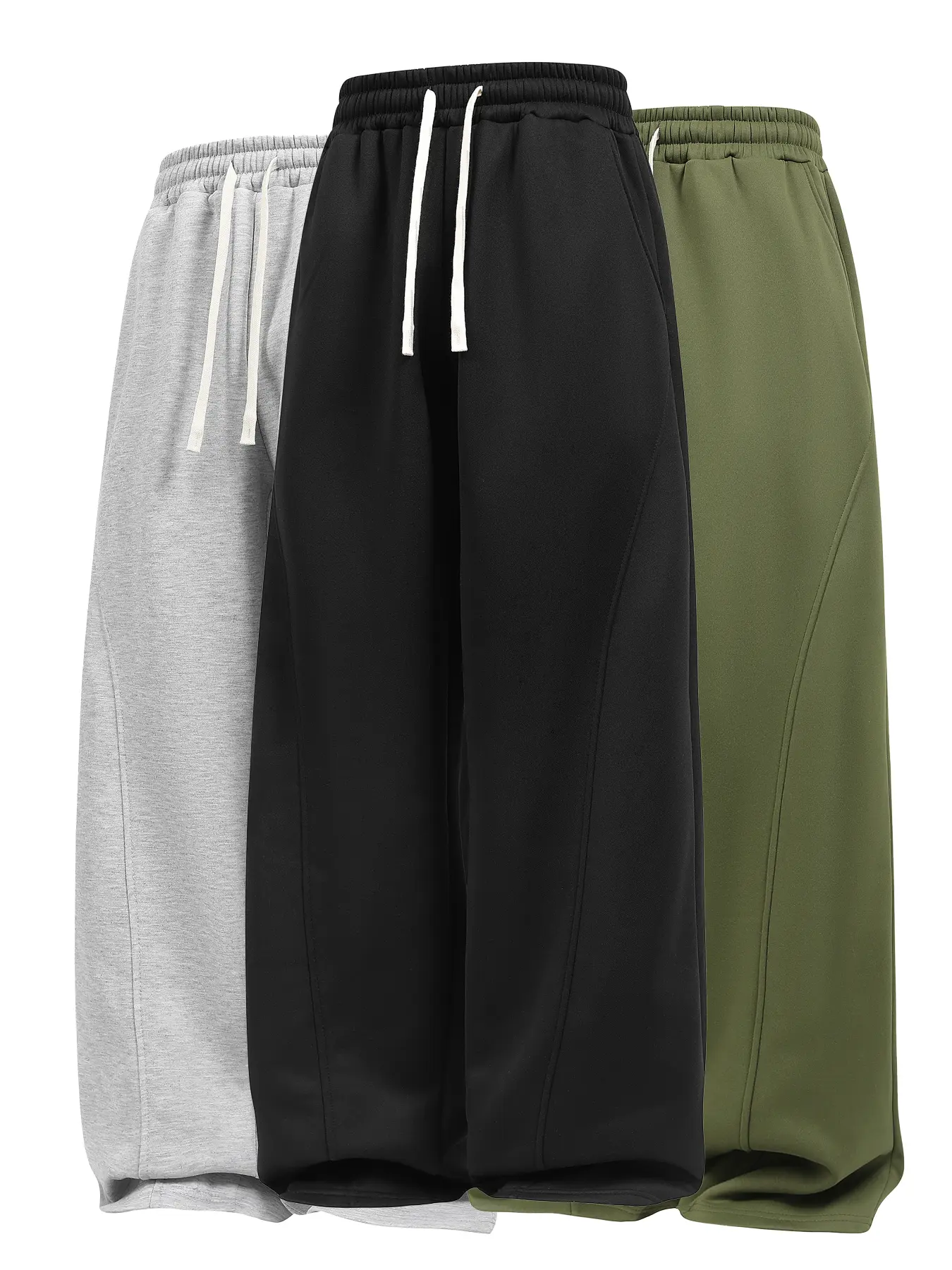 Summervibes Men’s Solid Color Curved Cut Drawstring Pants — Comfortable casual wear, loose fit, suitable for all seasons.Streetwear men’s long pants, suitable for everyday wear and layering.Men's everyday long pants