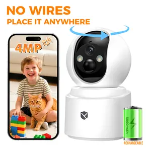 No Subscription 360° Smart Indoor Camera, 5G WiFi, Rechargeable Battery, Wire-Free No Installation, Alexa Compatible, Full Home Coverage for Baby & Pet Care