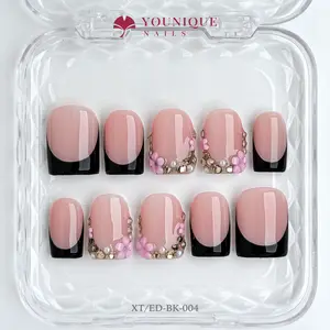 Younique Nails | 10PCS 100% Handmade Press-On Nails | Reusable Colorful Art acrylic stylish 3D
