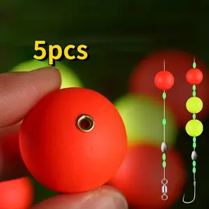 5pcs Fluorescent Fishing Floats: Bite Indicator For Float Fishing, Hard Plastic Beads Floats & Fishing  20mm-30mm