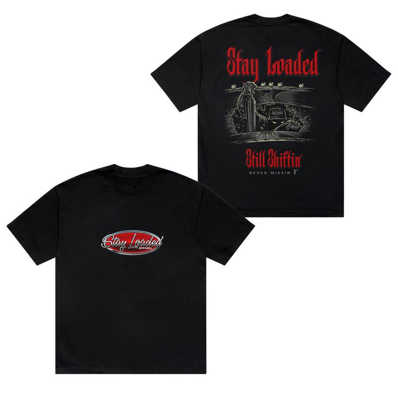 Stay Trucker T-Shirt – Graphic Tee with Quote “Still Shiftin’ Never Missin’”, Racing Streetwear for Car Enthusiasts
