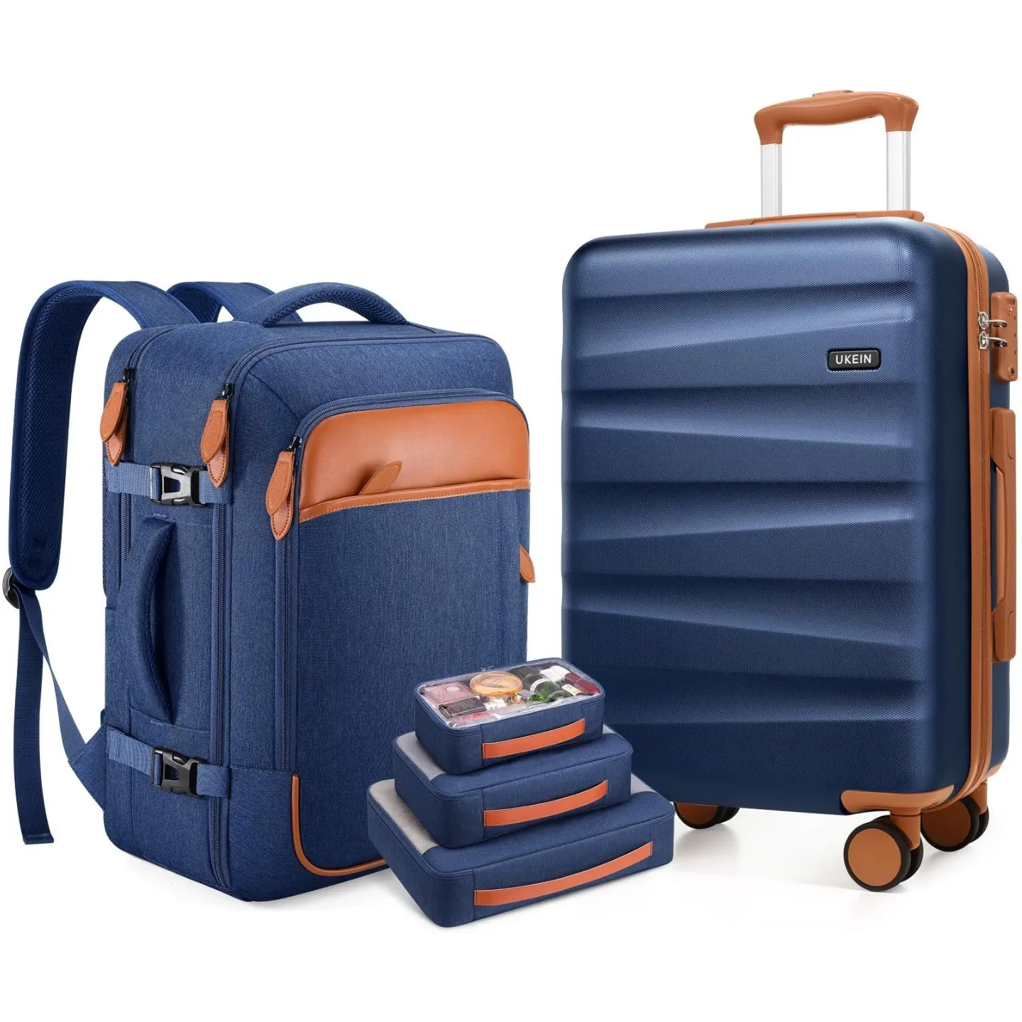 UKEIN Carry-On Luggage Set with Backpack – 3-Piece Lightweight Travel Set with Spinner Wheels & TSA Lock,YKK Zipper,  Airline Approved, Business Trip Luggage, Lightweight Travel Luggage,summervibes,back to school shopping