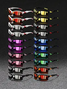 20 pairs of unisex Clashing colors semi-frame sports sunglasses, Outdoor sports eyewear, available in multiple colors, UV400 lenses for UV protection, various outdoor activities, combining design with practicality and aesthetics, cycling sunglasses