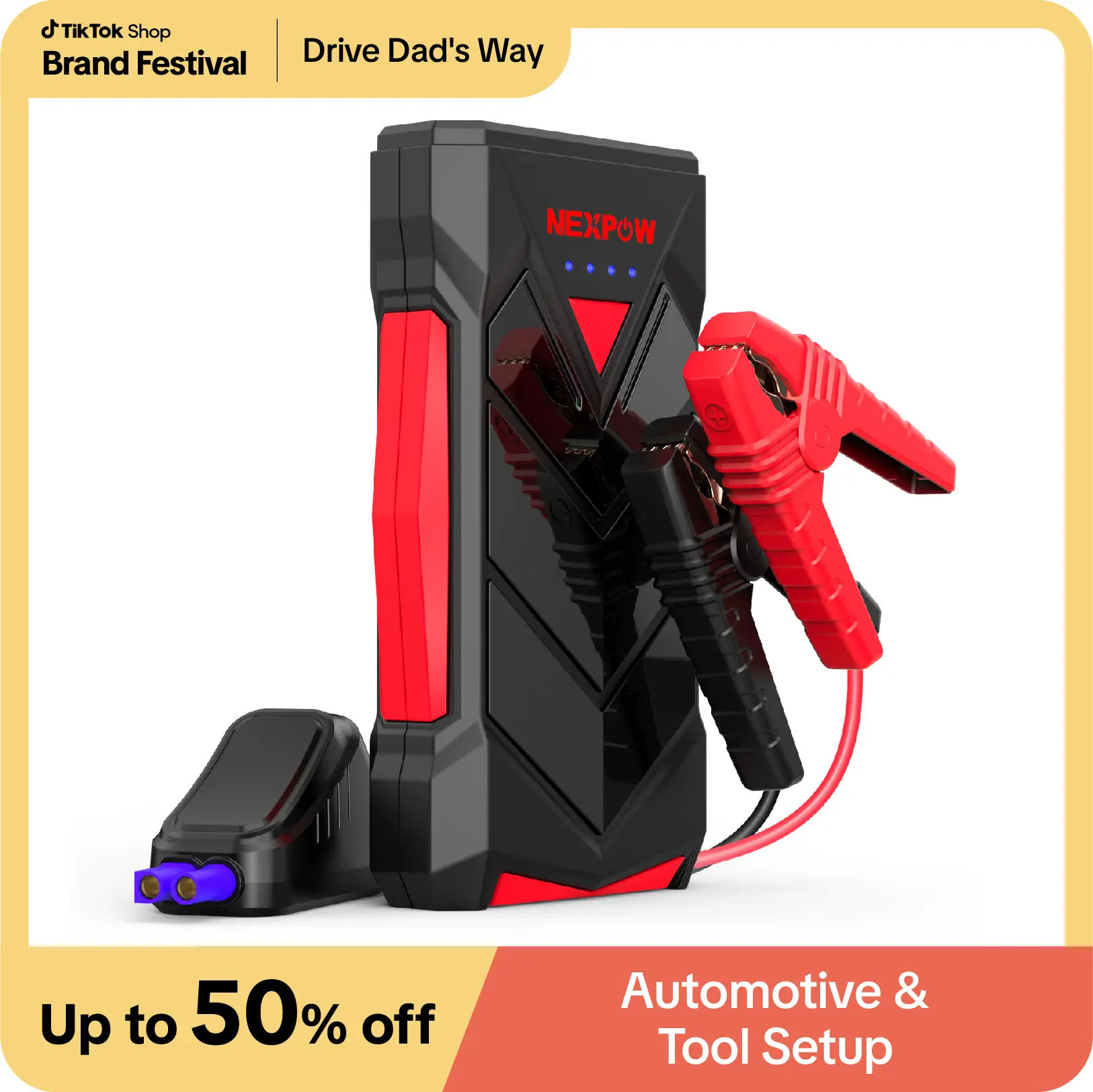 NEXPOW Portable Jump Starter,12V Car Battery Jump Starter Power Pack with USB Quick Charge (Up to 7L Gas or 5.5L Diesel Engine) Battery Booster with B
