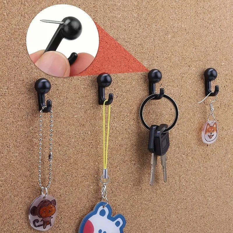 20pcs Decorative Push Pin Hooks for Cork Boards - Versatile Plastic Head Hooks, for Keys, Beads, and Home Office Organization, School Supplies | Minimalist Design | Versatile Use Hooks