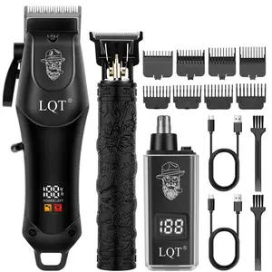 LQT 3-in-1 Multifunctional Trimming Kit with Adjustable Handle, Hair Clipper, Carving Trimmer & Nose Hair Trimmer for Versatile Grooming Needs