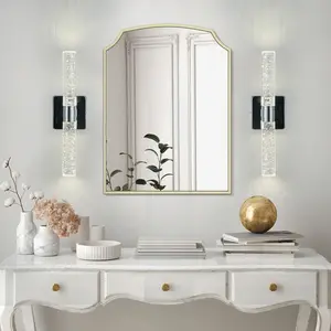 17"(H) Contemporary Crystal Wall Light, Chrome Finish with Bubble Crystal, 2-Light Sconce for Bathroom, Bedroom, Hallway – Modern Indoor Lighting Fixture