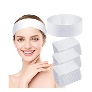 40‑Count Disposable Spa Facial Headbands with Adjustable Velcro – Stretch Non‑Woven Wraps for Skincare, Esthetician, Salon, Yoga, Shower & Sport – Hair‑Hold Wrap