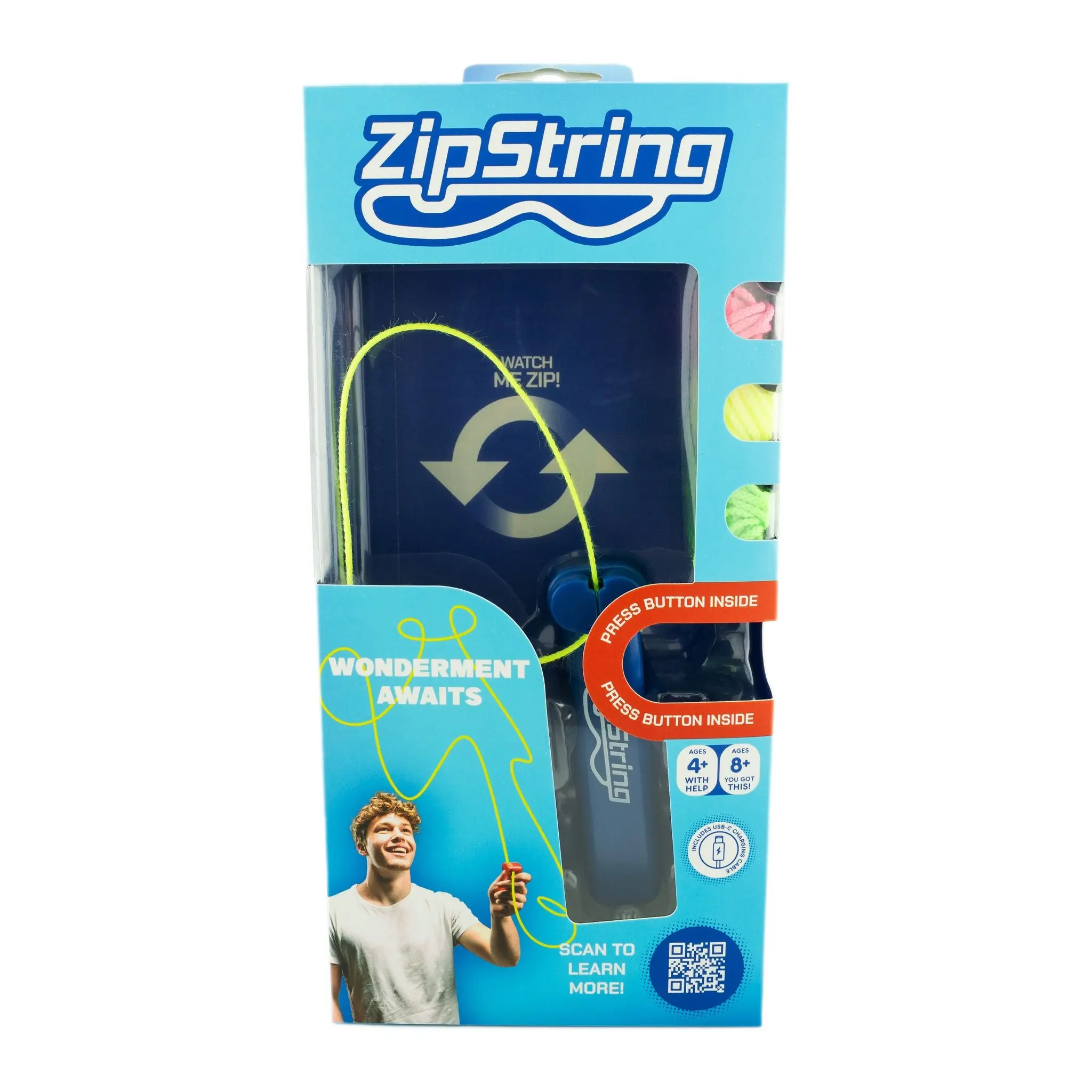 Handheld Multifunction Yo-Yo Toy - ZipString Unisex, Blue, 4+ Age Group, 8-10 Years, USB-C Rechargeable, 4-Hour Battery Life, STEM Learning Tool with Endless Tricks & Games