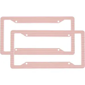 2 Pcs Car License Plate Frames for Women Men - Aluminum Solid Retro Gold Pink Pinstripe Print License Plate Cover for Car Accessories for Women Men with Fasteners and Screws ﻿