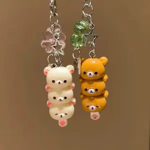 Cute Bear Phone Charms Pendant Kawaii Anime Keychain Accessories For Keys Schoolbag iPhone 17Promax Airpods Korea Y2K Stylish Bear Design