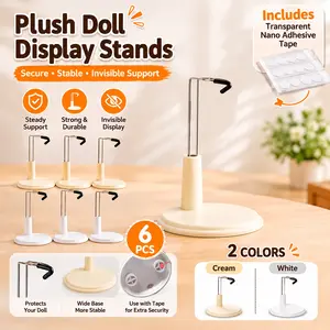 6-Piece Plush Pendant Display Set with Adhesive & Adjustable Stand, Designed for Labubu/Skullpanda/Dimoo/Molly Dolls - Ideal Display Kit for Fashion Enthusiasts