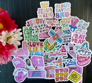 Trendy Christian Sticker Pack | Colorful Jesus Stickers | Faith Aesthetic Stickers | Waterproof Bible Stickers for Teens
