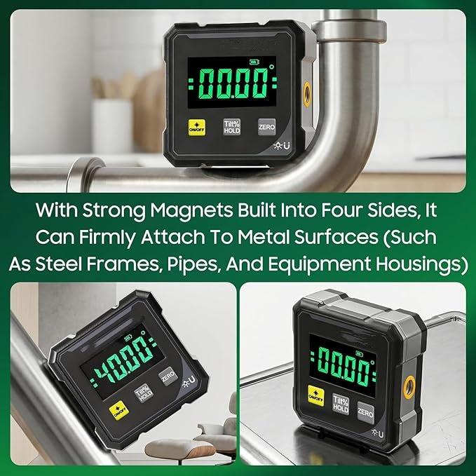 Digital Angle Finder — Protractor Tool | 4×90° High Precision | Magnetic Base | Large LED Display | Ideal for Woodworking, Metalworking, Construction, and DIY Projects