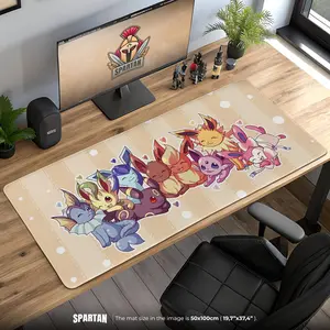 Eeveelution Mouse Pad – Cute Eevee Evolutions Design Featuring Vaporeon, Umbreon, Sylveon, Flareon, Gaming Mat