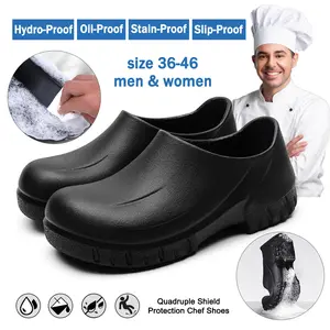 Chef Shoes Men, Non Slip Oil Water Resistant Safety Comfortable Work Shoes for Men Women, Kitchen Garden Restaurant Service Black Clogs, Mens Womens Comfortable Slip on Shoes
