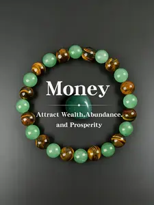 Money Attraction Bracelet with Aventurine & Tiger Eye, Elegant Beaded Jewelry, Protection & Encouragement Gift, Fashion Artificial Bracelet, Elegant Bangle, Mix Bracelet