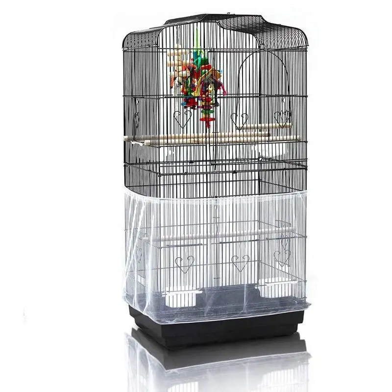 Vivi Pet Premium Bird Cage Cover - 360 Degree Breathable Mesh Net Seed Catcher, Elastic Birdcage Seed Guard Skirt for Parakeets, Budgies, Cockatiels Bird Cage Veil Bird Supplies