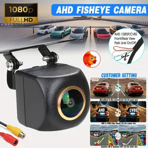 1PC 1080P AHD Fisheye Car Camera - HD Front & Rear View Reverse Camera with Night Vision, Parking Guide Lines, Wide Angle for SUV, RV, and Pickup Truck