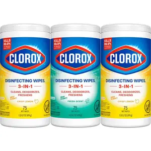 CLOROX Scented Bleach-Free Disinfecting Cleaning Wipes, 3-Pack (75-Count Total) with Crisp Lemon & Fresh Scents, Eco-Friendly Household Wipes for Kitchen, Stainless Steel Surfaces