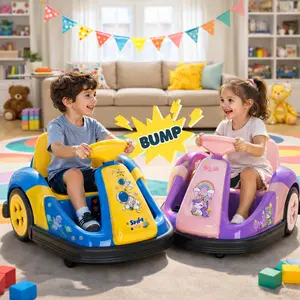 【Phivilla Home】12V Kids Electric Ride-On Bumper Car with steering wheel, Parent Remote Control, 360° Spin, LED Lights & Music, DIY Stickers