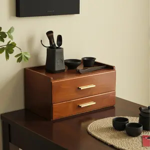 Wooden tea bag storage box, tea set accessories, drawer style tea box, tea station container, compartmentalized desktop storage box