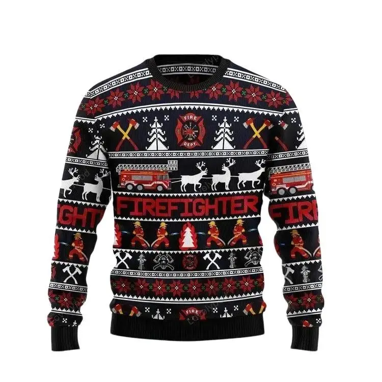 Firefighter Christmas Ugly Christmas Sweater For Men Women